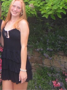 Women’s Black Ruffled Mini Dress - Casual Summer Style